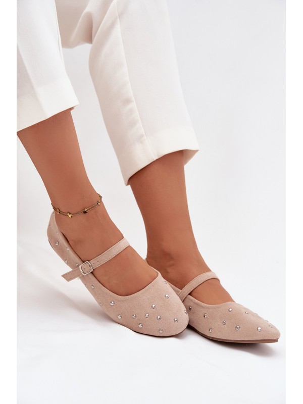 Embellished Women's Ballerinas With Strap Pink Olivisse