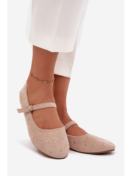 Embellished Women's Ballerinas With Strap Pink Olivisse