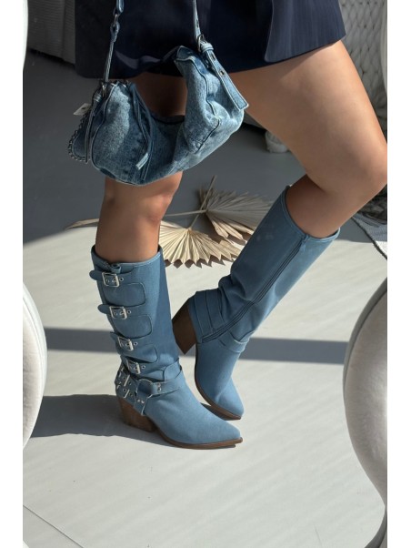 Fivelle Jeans Cowboy Boots On Heel With Clamps