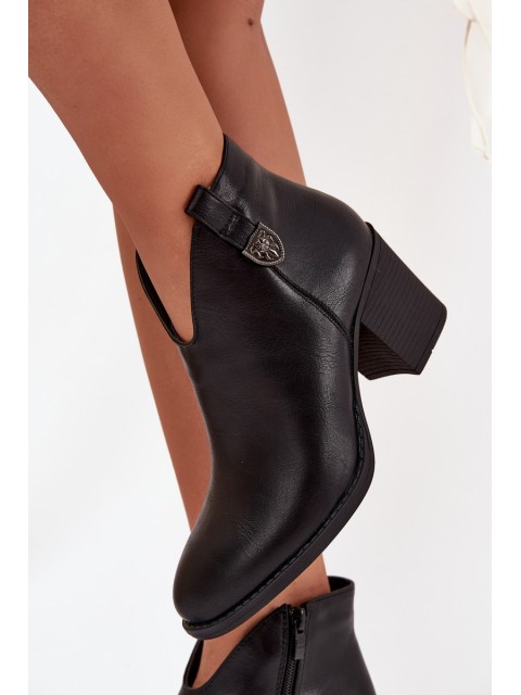 Insulated Women's Ankle Boots On Heel From Eco Leather Black Talienne 2