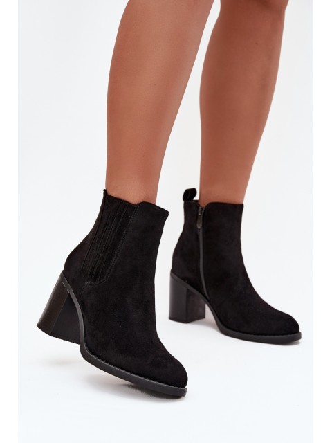 Insulated Women's Boots with Block Heel Black Brevina