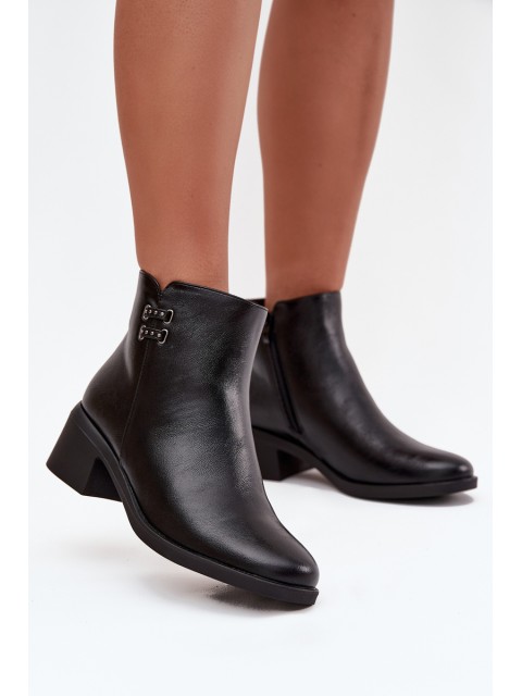 Insulated women's ankle boots on block heel black Delmira 2