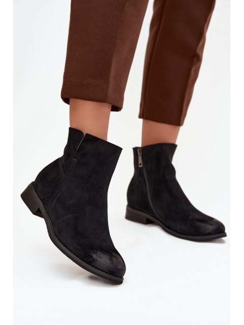 Women's Flat Heel Ankle Boots Vinceza 39961 Black