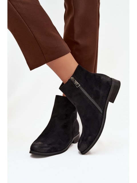 Women's Flat Heel Ankle Boots Vinceza 39961 Black 2
