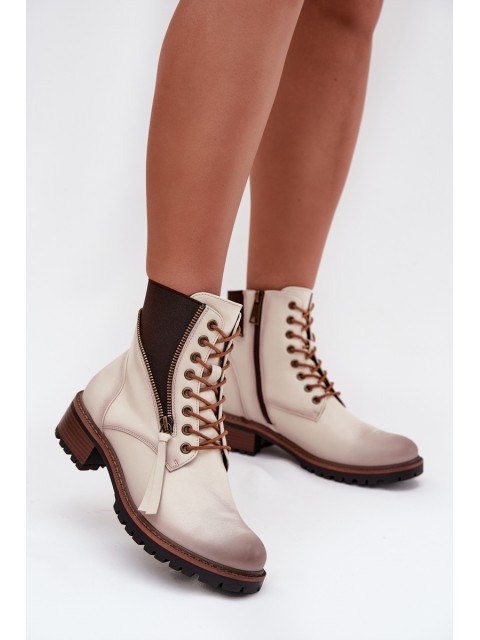 Women's insulated ankle boots on wedge Vinceza 58559 beige