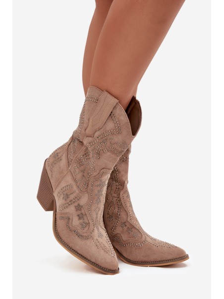 Moteriški kaubojiški aulinukai su papuošimais, smėlio spalvos „Arlissima“
