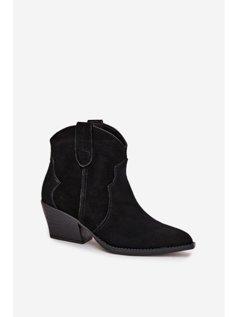 Slip-on Women's Cowboy Boots Made of Natural Suede Black Beretta