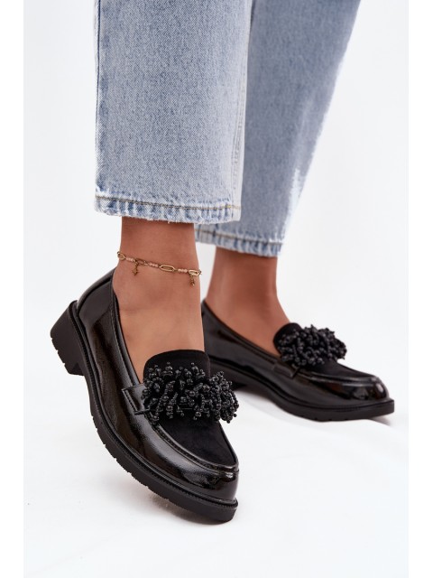 Women's Patent Leather Moccasins S.Barski HY52-369B Black