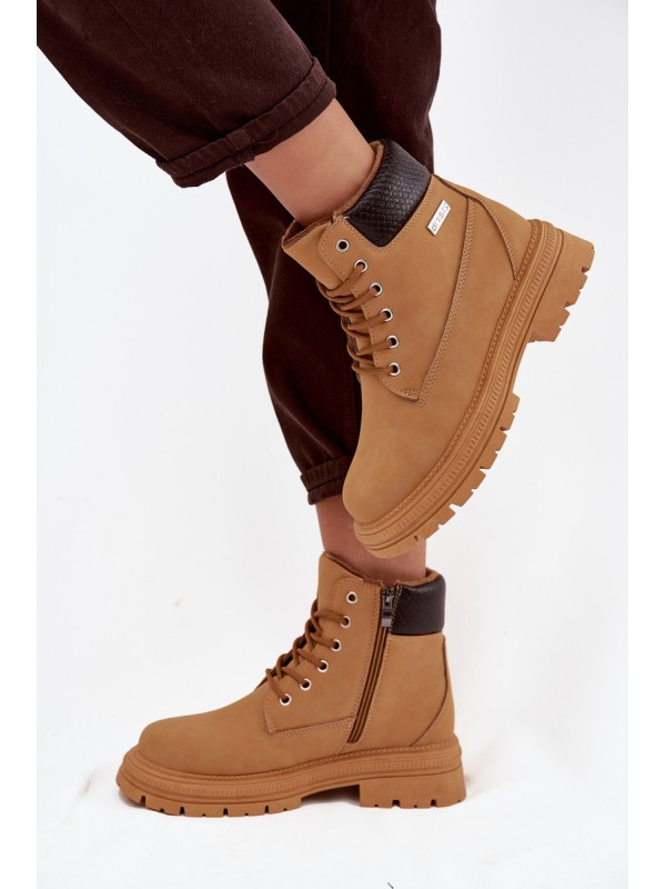 Insulated women's hiking boots with zipper Camel Selinda