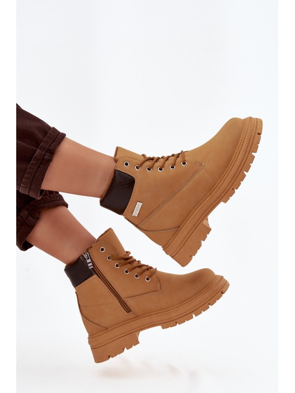 Insulated women's hiking boots with zipper Camel Selinda