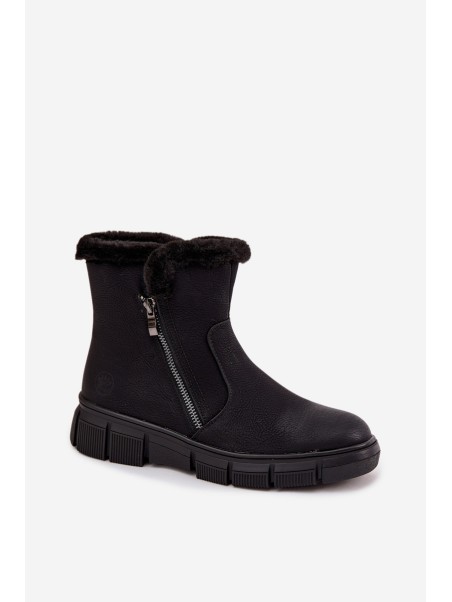 Women's Snow Boots on Platform with Fur Black Briselle