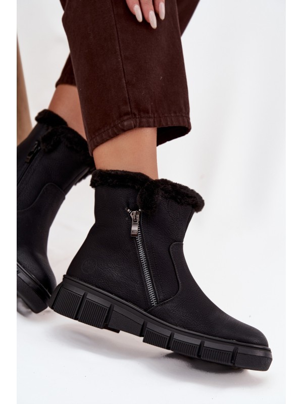 Women's Snow Boots on Platform with Fur Black Briselle