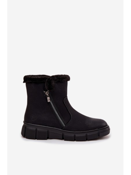 Women's Snow Boots on Platform with Fur Black Briselle