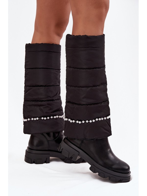 Women's insulated boots with beads Black Irvette