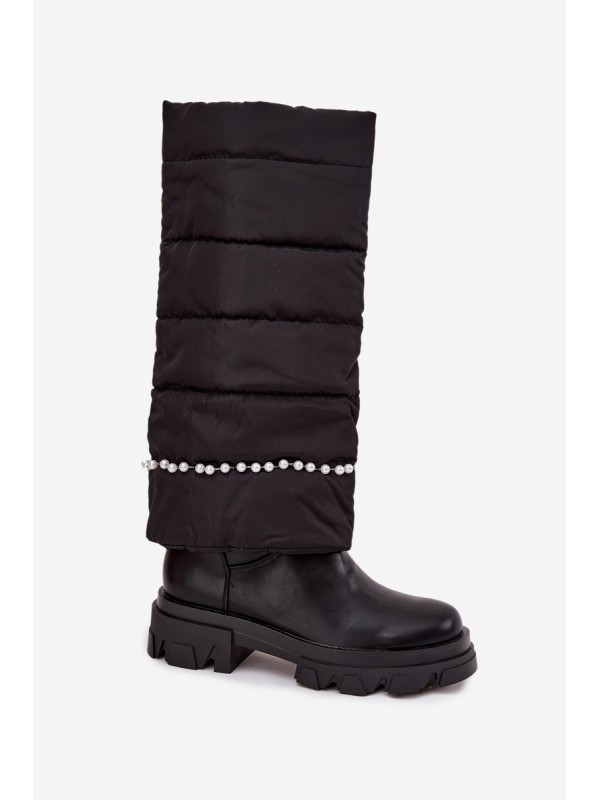 Women's insulated boots with beads Black Irvette
