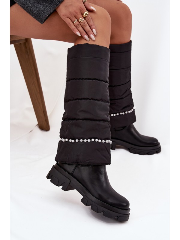 Women's insulated boots with beads Black Irvette