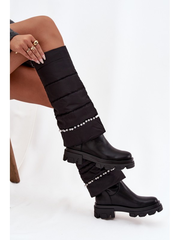 Women's insulated boots with beads Black Irvette
