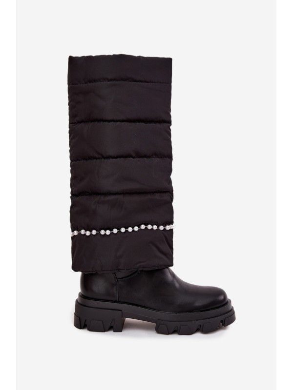 Women's insulated boots with beads Black Irvette