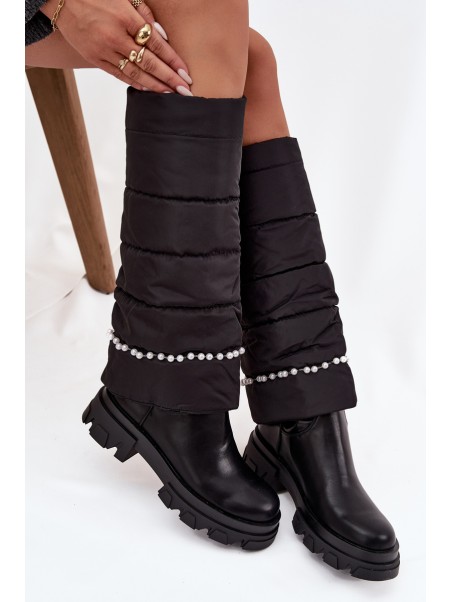 Women's insulated boots with beads Black Irvette
