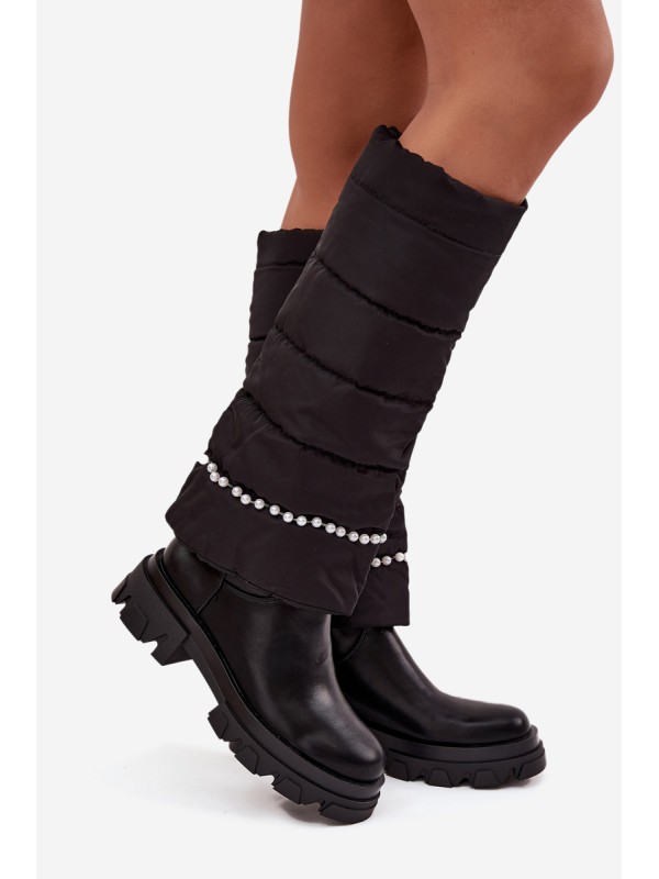 Women's insulated boots with beads Black Irvette