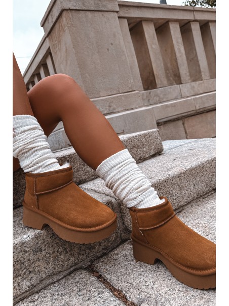 Snow boots made of natural suede lined with warm fleece Camel Milora