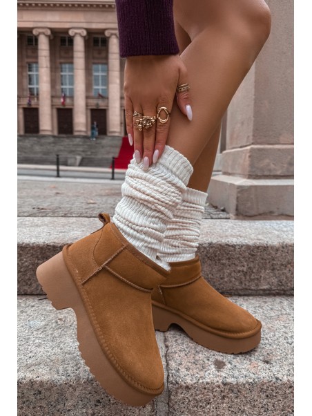 Snow boots made of natural suede lined with warm fleece Camel Milora