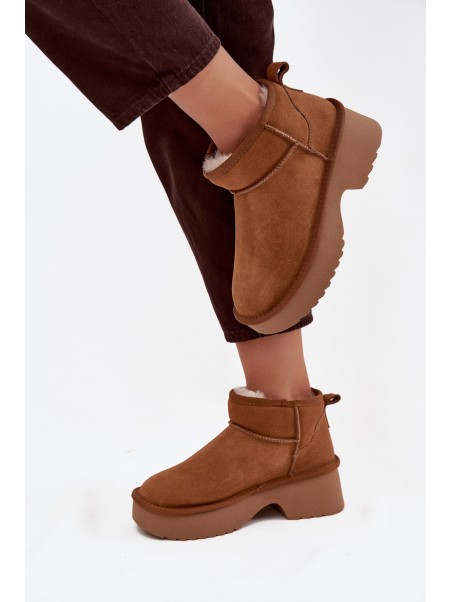 Snow boots made of natural suede lined with warm fleece Camel Milora