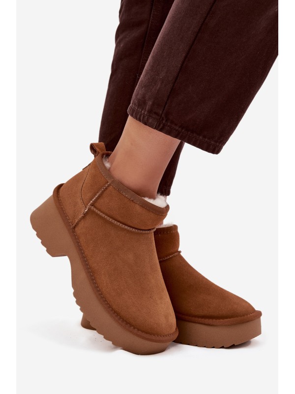 Snow boots made of natural suede lined with warm fleece Camel Milora