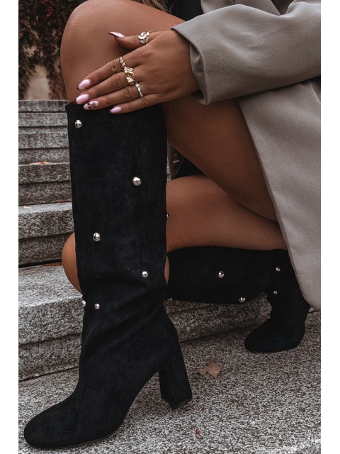 Women's insulated boots on a heel with decorative details black Lucinda 2