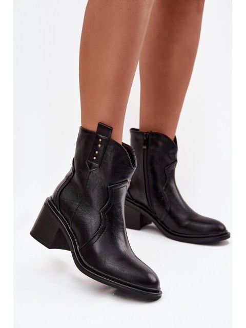 Insulated Women's Ankle Boots On Heel Black Brilynn 2