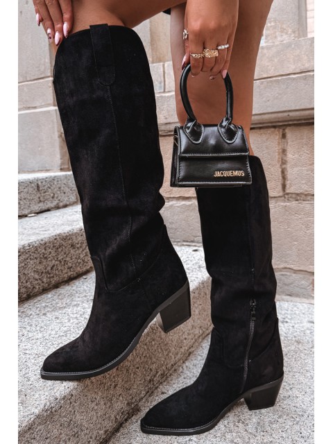 Women's Cowboy Boots With Heel Made Of Eco Suede Black Esmira 2