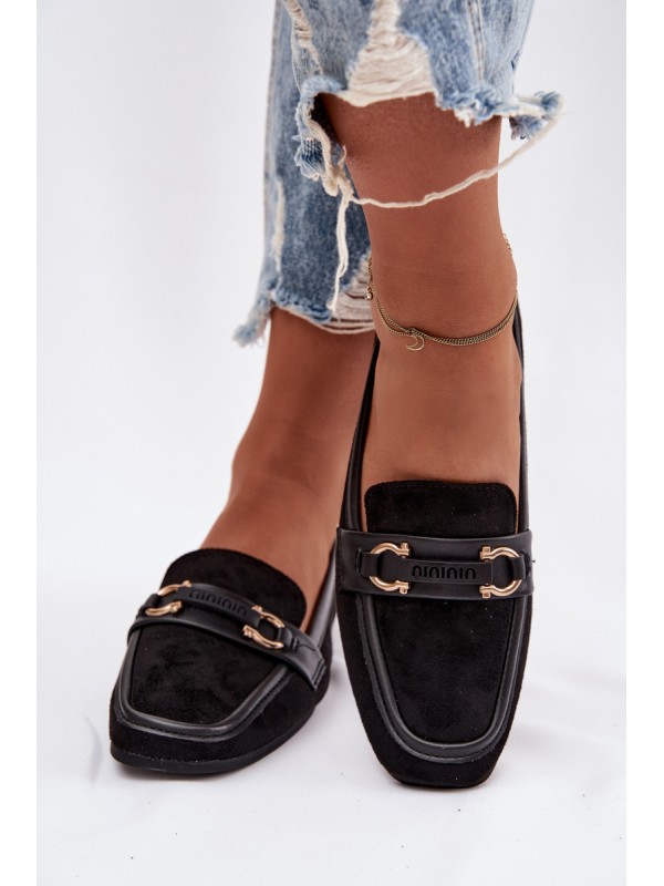 Loafers Women's Moccasins With Decorative Element Black Evelora 2