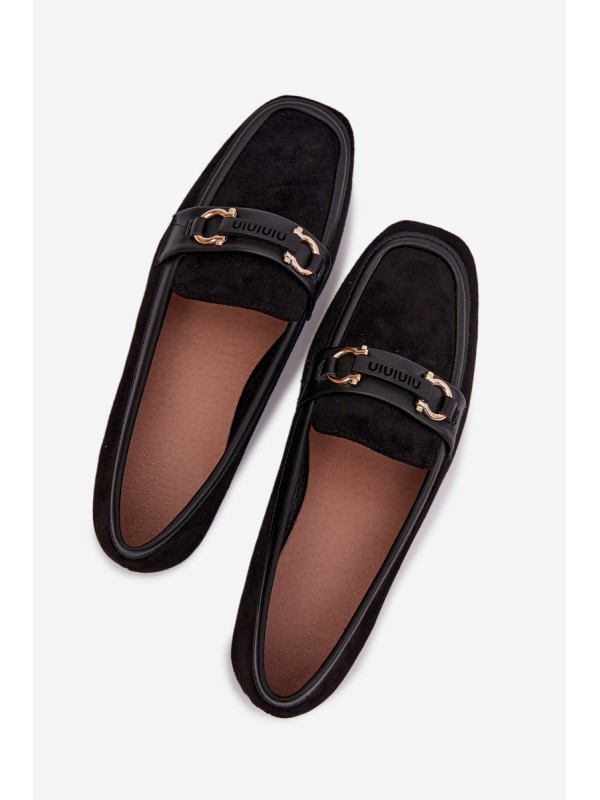 Loafers Women's Moccasins With Decorative Element Black Evelora