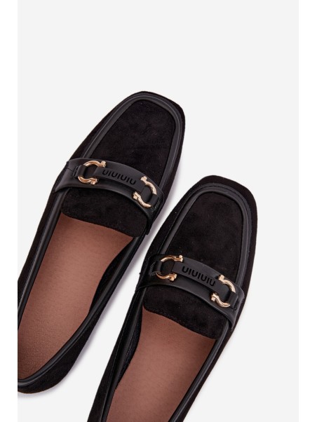 Loafers Women's Moccasins With Decorative Element Black Evelora
