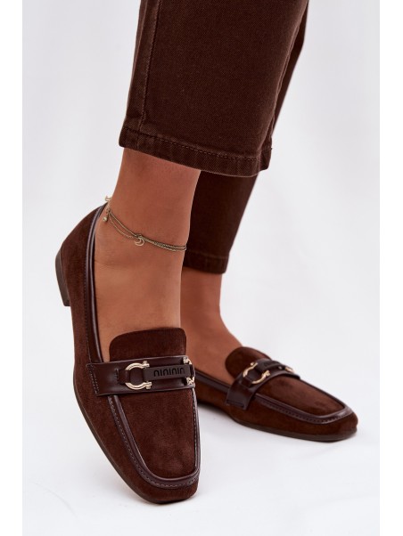 Moccasins Loafers Womens With Decorative Element Chocolate Evelora