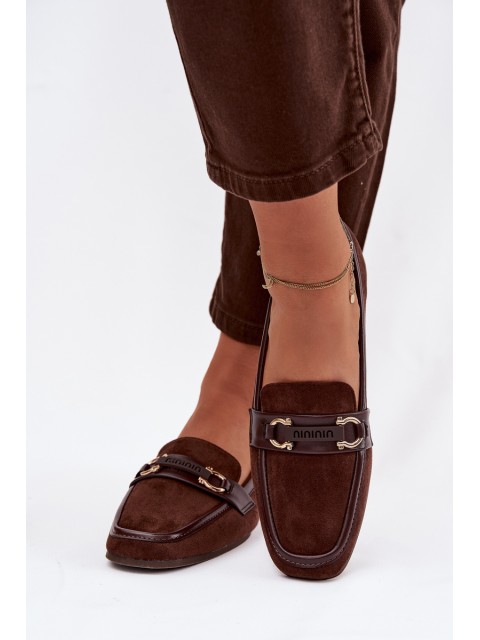 Moccasins Loafers Womens With Decorative Element Chocolate Evelora 2