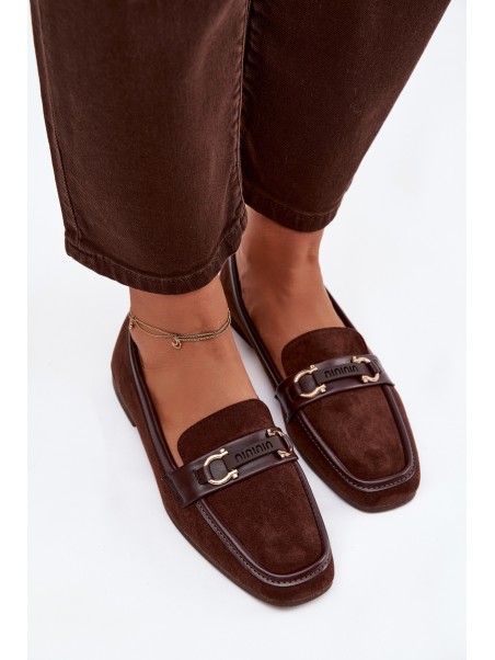 Moccasins Loafers Womens With Decorative Element Chocolate Evelora