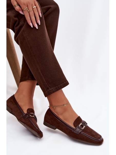 Moccasins Loafers Womens With Decorative Element Chocolate Evelora