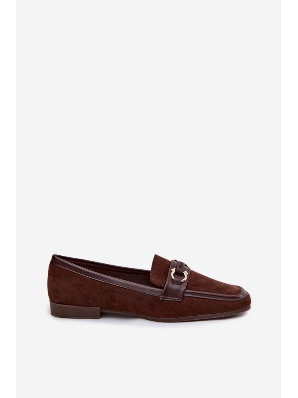 Moccasins Loafers Womens With Decorative Element Chocolate Evelora