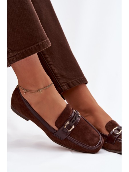 Moccasins Loafers Womens With Decorative Element Chocolate Evelora