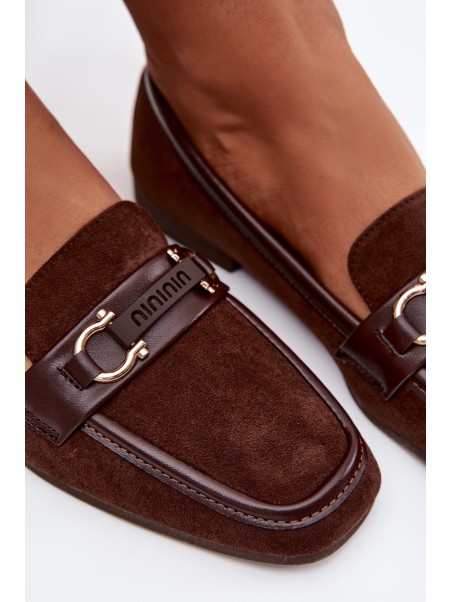 Moccasins Loafers Womens With Decorative Element Chocolate Evelora