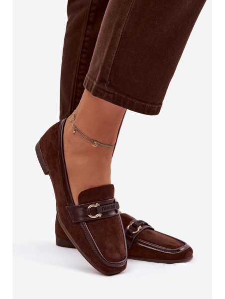 Moccasins Loafers Womens With Decorative Element Chocolate Evelora