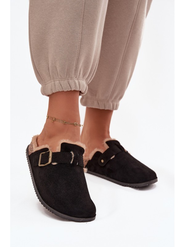 Women's slippers with fur lining with clip Black Sylisse