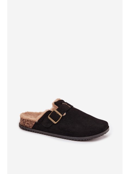 Women's slippers with fur lining with clip Black Sylisse