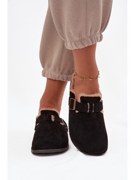 Women's slippers with fur lining with clip Black Sylisse