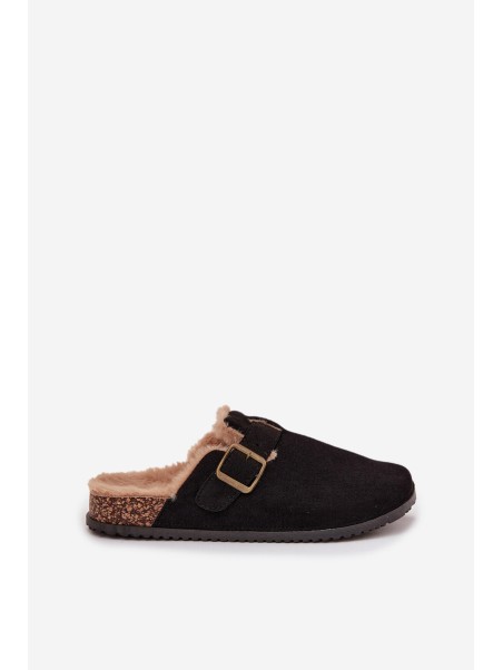 Women's slippers with fur lining with clip Black Sylisse