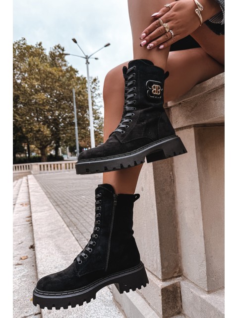 Women's Workery Boots With Decorative Element Insulated Black Kalindra