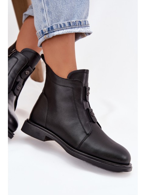 Leather Insulated Women's Ankle Boots D&A MK52-026 Black