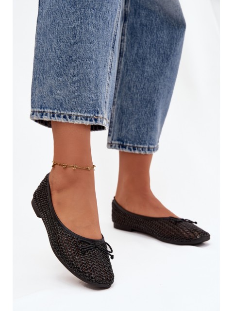 Ballet flats With Braid And Bow Black Belirra 2