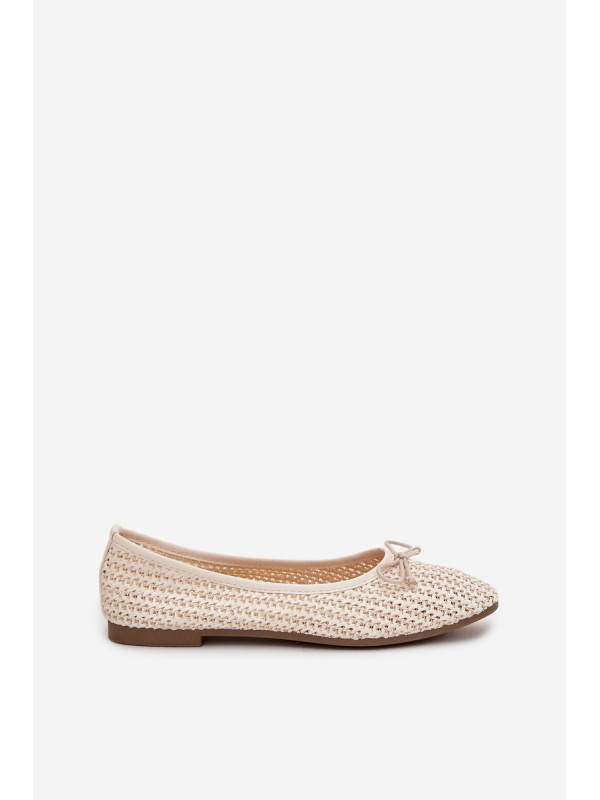 Ballet Flats With Weaving And Bow Ecru Belirra
